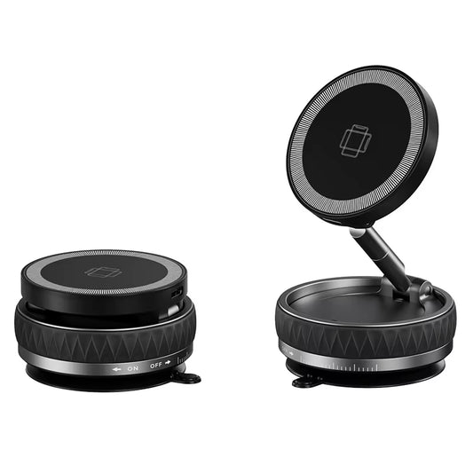 15W Vacuum Suction Magnetic Wireless Charger Car Phone Holder Mount 360 Degree Rotatable Compatible with Smartphones for Iphone